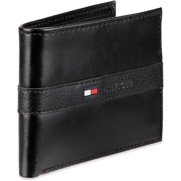 Men Black Classic Bifold Wallet with ID Window and Multiple Card Slots - Picture 2 of 7